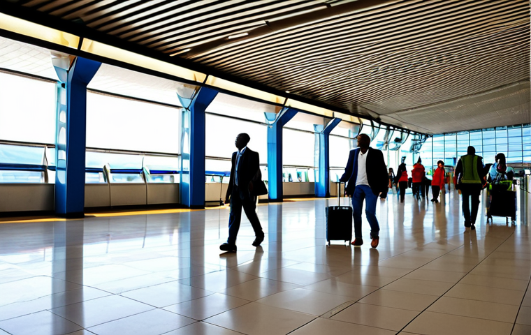 Modern Airport Interior**

"A bright and modern interior shot of Kigali International Airport, showing travelers walking through the terminal, fully clothed, appropriate attire, safe for work, perfect anatomy, natural proportions, featuring Rwandan art displays, clean and spacious, professional photography, high quality."

**