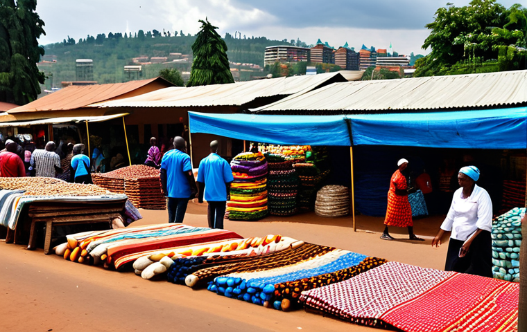 Rwanda's Economic Rebirth**

"A bustling marketplace in Kigali, Rwanda, featuring vendors selling vibrant textiles, crafts, and coffee beans, fully clothed, appropriate attire, modern buildings in the background, clean streets, safe for work, perfect anatomy, natural proportions, professional photography, high quality, family-friendly atmosphere, showcasing economic growth and opportunity."

**