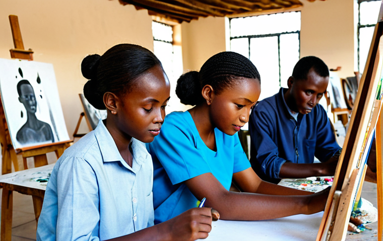 르완다에서의 지역 예술 전시 - Reflections on Reconciliation Through Portraiture**
"A Rwandan artist, fully clothed, standing in f... 르완다에서의 지역 예술 전시 - Reflections on Reconciliation Through Portraiture**
"A Rwandan artist, fully clothed, standing in f...