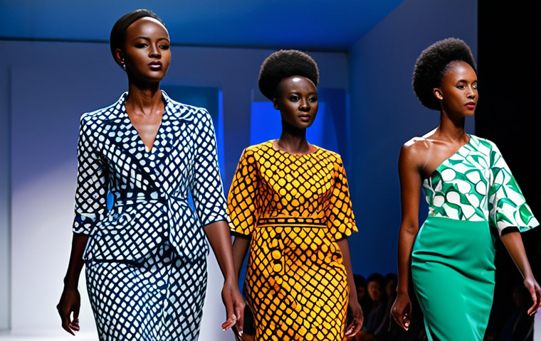 르완다의 전통 직물 패션쇼 - **

"A fashion show featuring Rwandan-inspired designs, fully clothed models walking the runway in I...