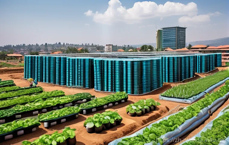 르완다의 도시 농업 - **Prompt:** A vibrant, sun-drenched urban farm integrated into a modern city skyline in Kigali, Rwan... 르완다의 도시 농업 - **Prompt:** A vibrant, sun-drenched urban farm integrated into a modern city skyline in Kigali, Rwan...