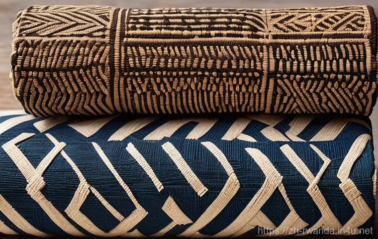 르완다 전통 직물 제작법 - **Prompt:** A dignified Rwandan woman in her mid-40s, with a warm, focused expression, meticulously ... 르완다 전통 직물 제작법 - **Prompt:** A dignified Rwandan woman in her mid-40s, with a warm, focused expression, meticulously ...