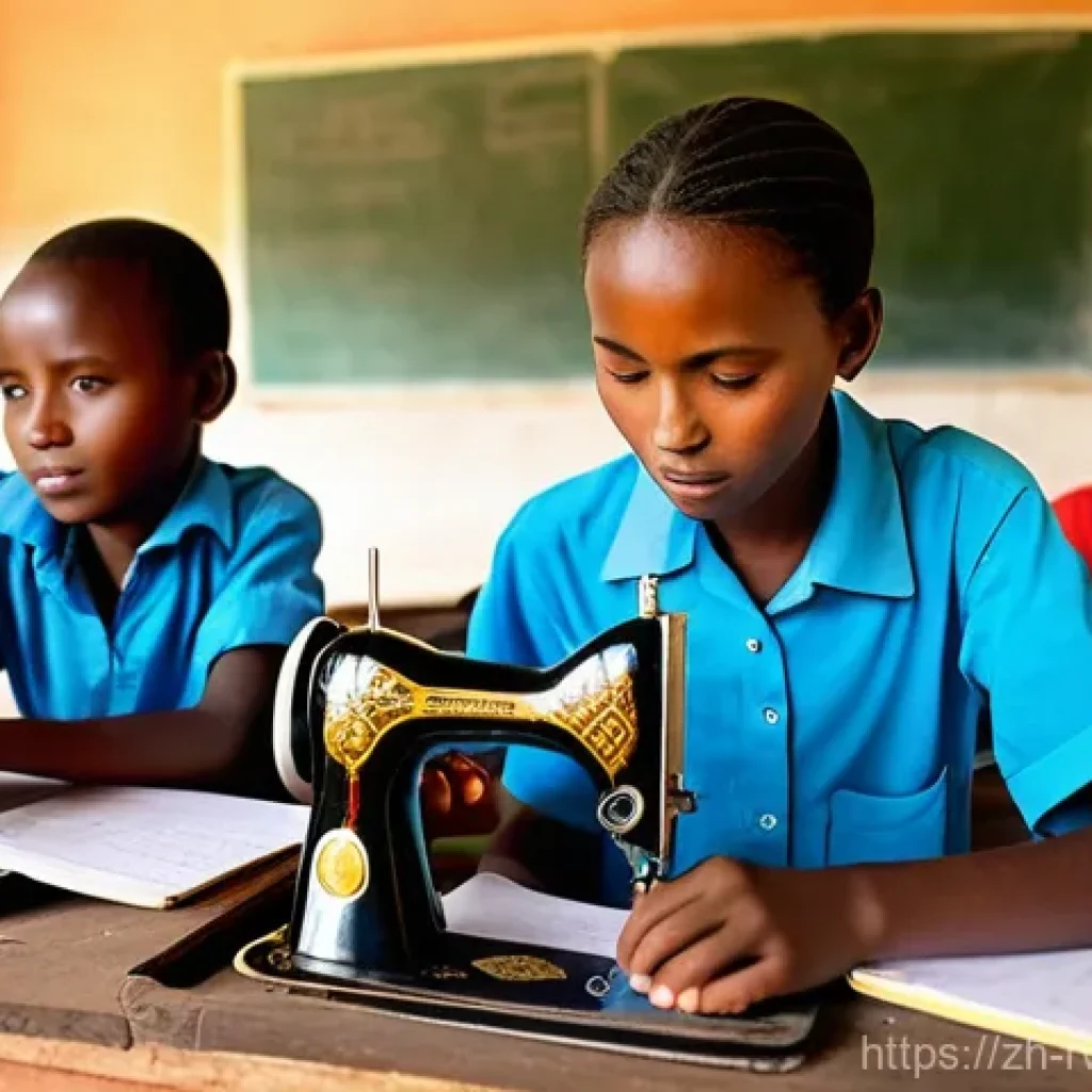 르완다의 주요 NGO 프로젝트 - **"Rwandan Rural Education and Skill Training:** A brightly lit, humble classroom in a rural Rwandan...
