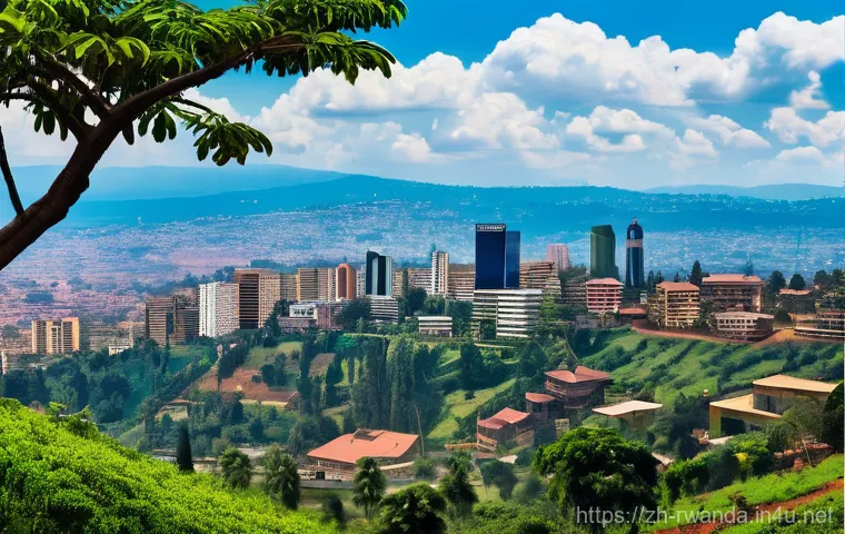 르완다에서의 비즈니스 네트워킹 - **Prompt:** A vibrant, futuristic cityscape of Kigali, Rwanda, viewed from a slightly elevated persp...
