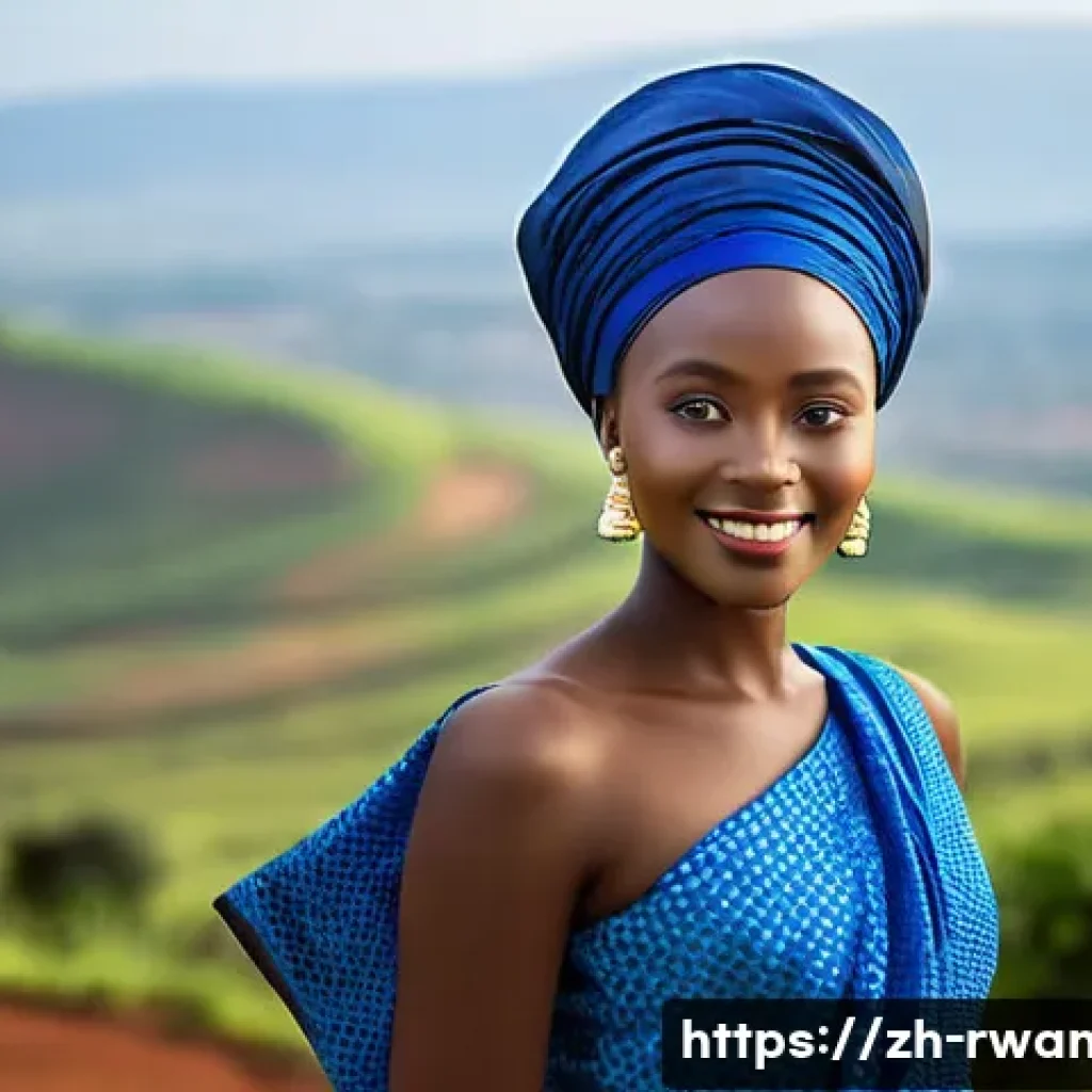 르완다 민속 의상 시장 - **Prompt: Elegant Umushanana in a Traditional Setting**
An elegant Rwandan woman in her late 20s...