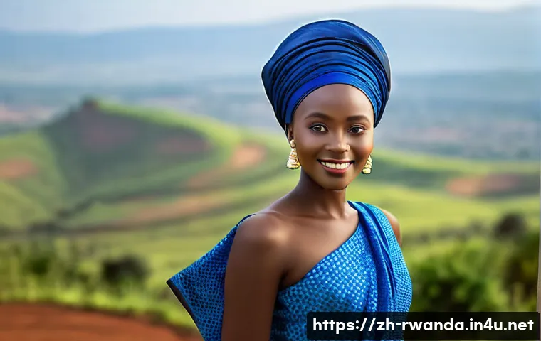 르완다 민속 의상 시장 - **Prompt: Elegant Umushanana in a Traditional Setting**
    An elegant Rwandan woman in her late 20s...