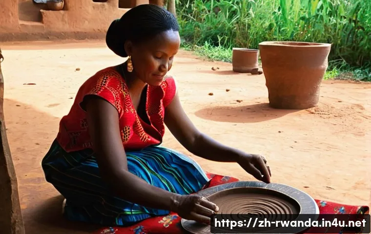 르완다에서의 전통 염색 공예 - **Prompt 1: The Artisan's Craft**
    "A candid, medium shot of a Rwandan woman in her late 30s, dre...