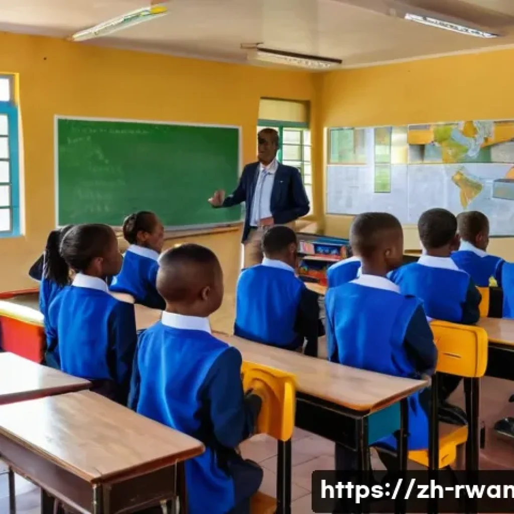 르완다의 주요 국제 학교 - A vibrant multicultural international school classroom in Rwanda, featuring diverse students aged ar...