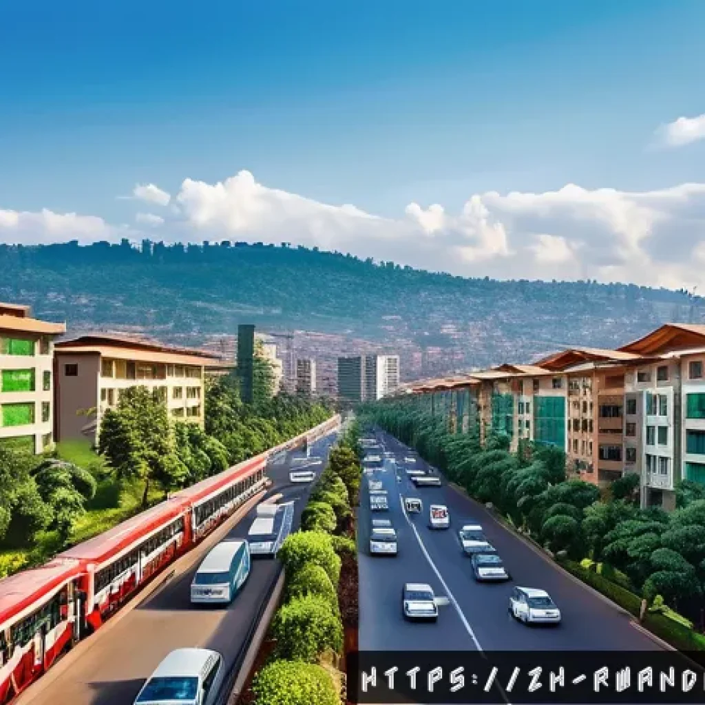 르완다의 부동산 시장 - A vibrant urban scene of Kigali city showing rapid urban expansion: modern residential complexes and...