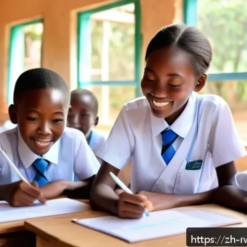 르완다의 주요 교육 프로그램 - A vibrant rural Rwandan classroom equipped with modern digital infrastructure: children wearing scho...